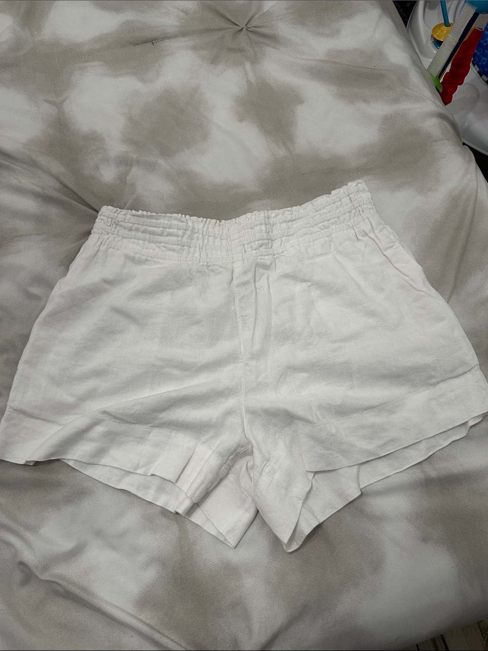 a new day White High-Waist Elastic Linen-Blend Shorts